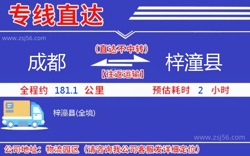 成都到梓潼縣物流公司