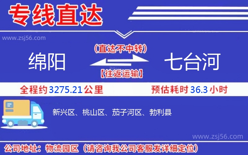 綿陽(yáng)到七臺(tái)河物流公司