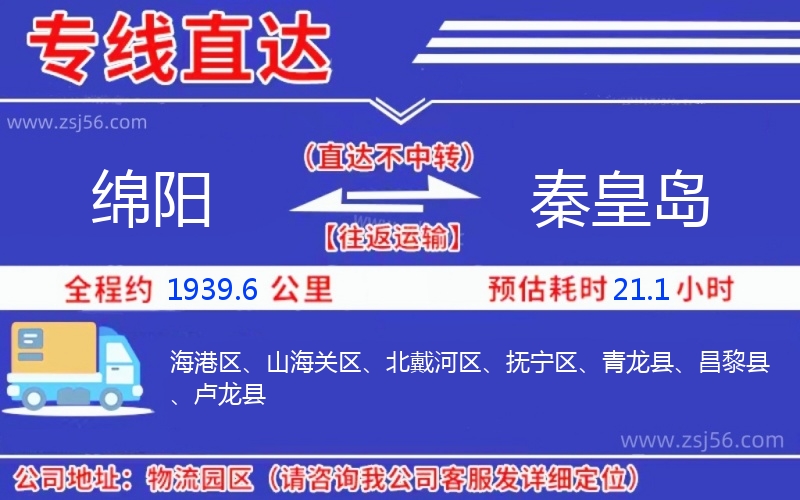 綿陽(yáng)到秦皇島物流公司