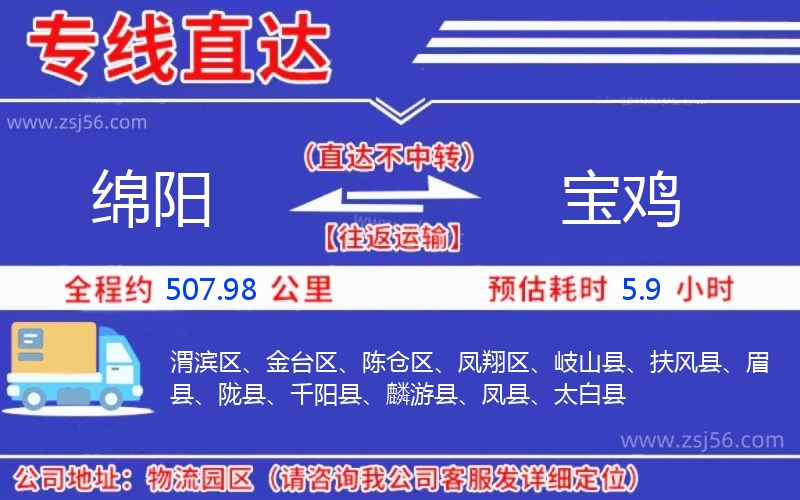 綿陽(yáng)到寶雞物流公司