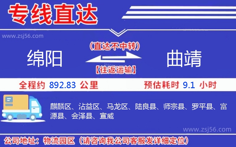 綿陽到曲靖物流公司